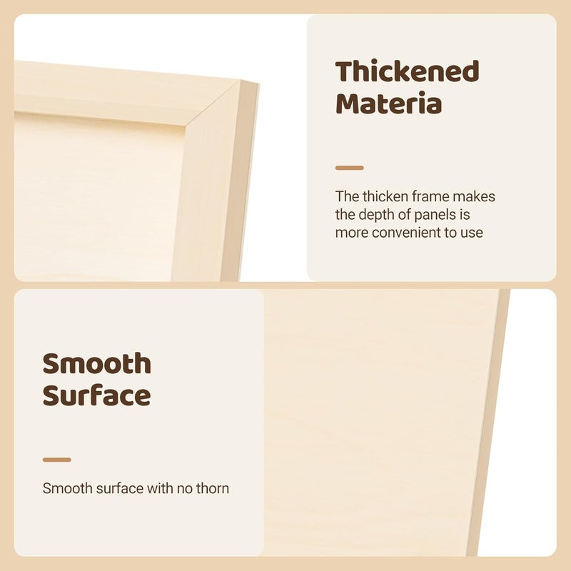 HANSILK Wood Art Boards - 16x16 Wood Canvas Panels Kit for Acrylic Pouring, Oil & Acrylic Painting, DIY Crafts - Premium Unfinished Wood Canvas Boards -3 Pack Studio Boards for Artists & Hobbyists - Image 3